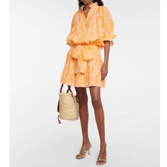 Juliet Dunn Dresses & Skirts - Juliet Dunn Shirt Dress Yellow Floral Cotton-blend Mini Length Size Medium